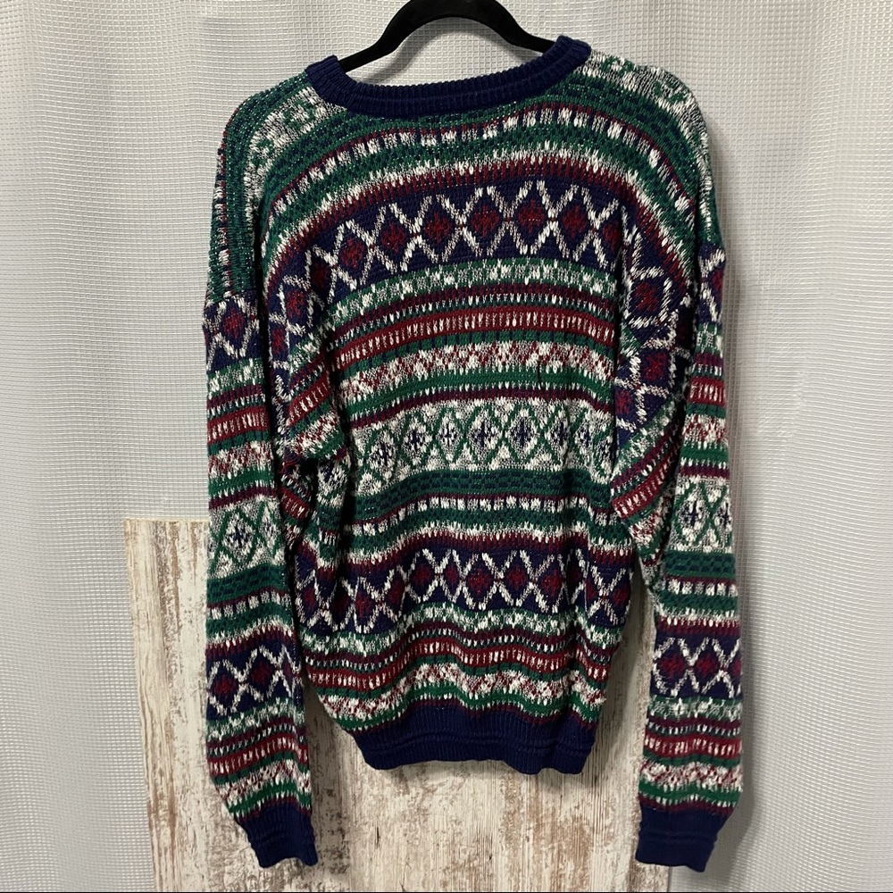 Vtg Sears Mens Store v-neck grandpa sweater Large - Picture 3 of 5
